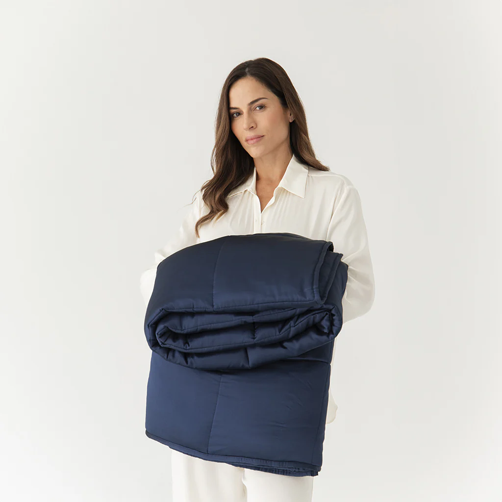Midnight Blue Silk Weighted Blanket - Image 6
